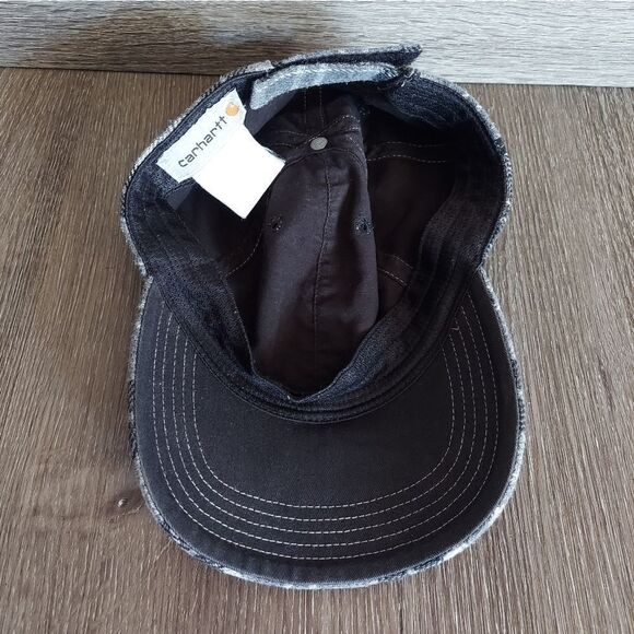Carhartt Logo Flannel Baseball Cap Hat Plaid - Picture 5 of 5